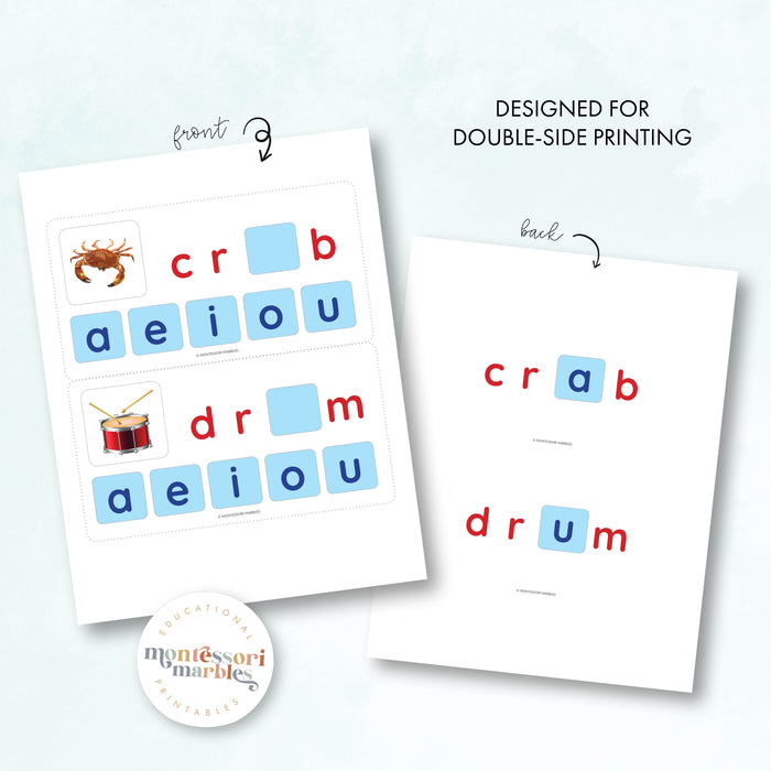 Montessori Blue Series Missing Vowels