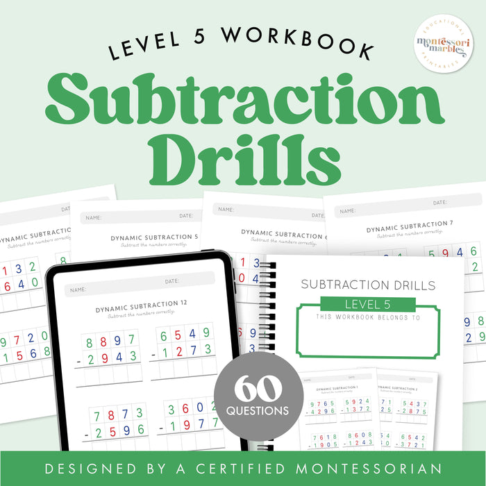 Subtraction Drills Workbook Level 5