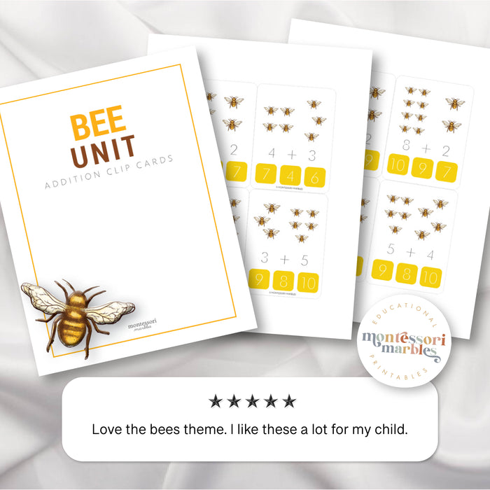 Bees Addition Clip Cards