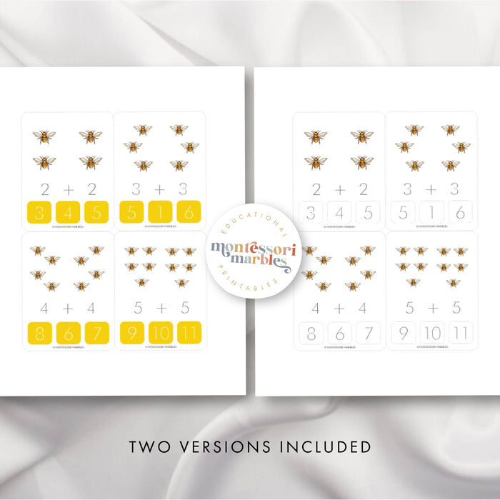 Bees Addition Clip Cards