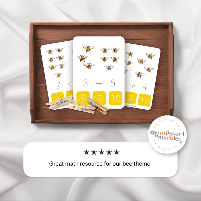 Bees Addition Clip Cards