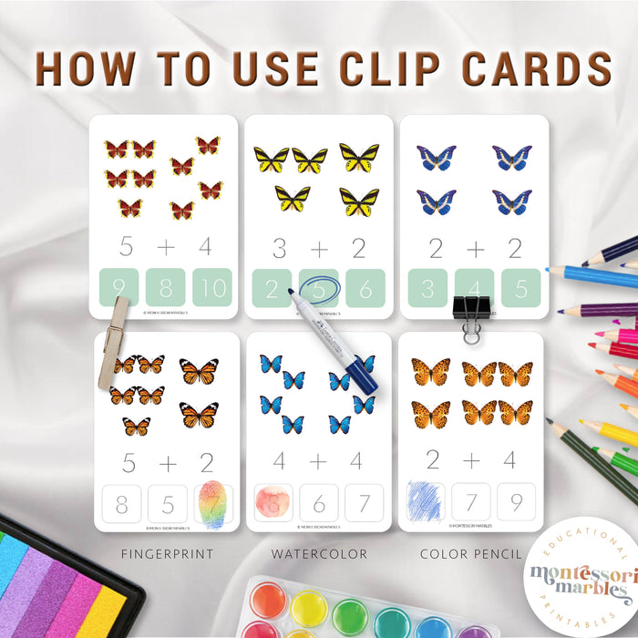 Butterfly Addition Clip Card