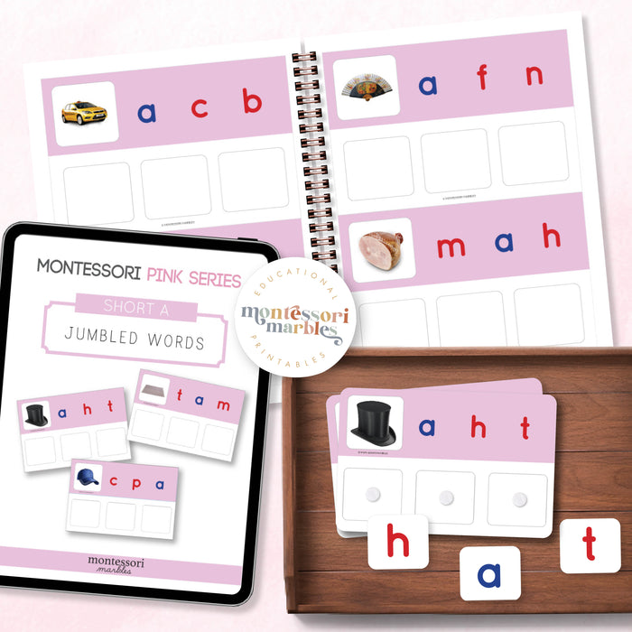 Montessori Pink Series Jumbled Words for Short "A"
