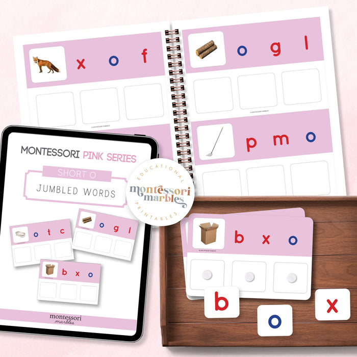 Montessori Pink Series Jumbled Words for Short "O"