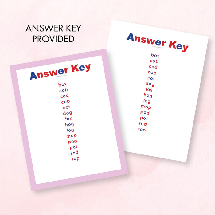 Montessori Pink Series Jumbled Words for Short "O"