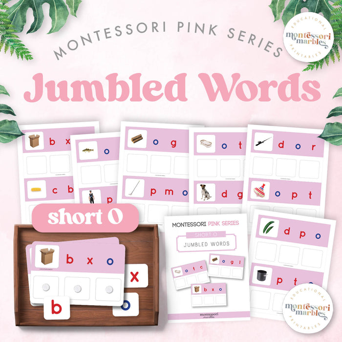 Montessori Pink Series Jumbled Words for Short "O"