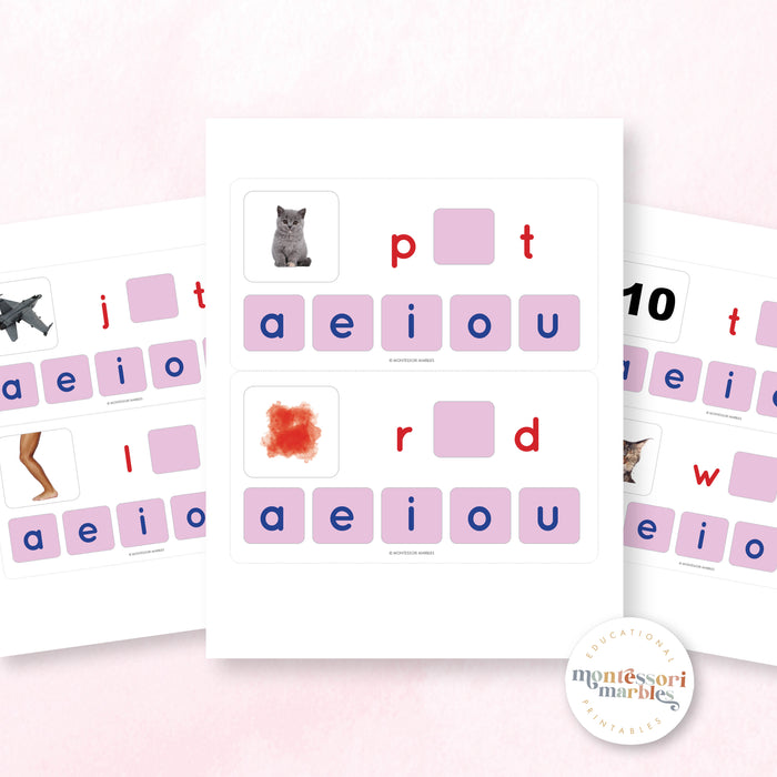 Montessori Pink Series Missing Vowels SHORT E