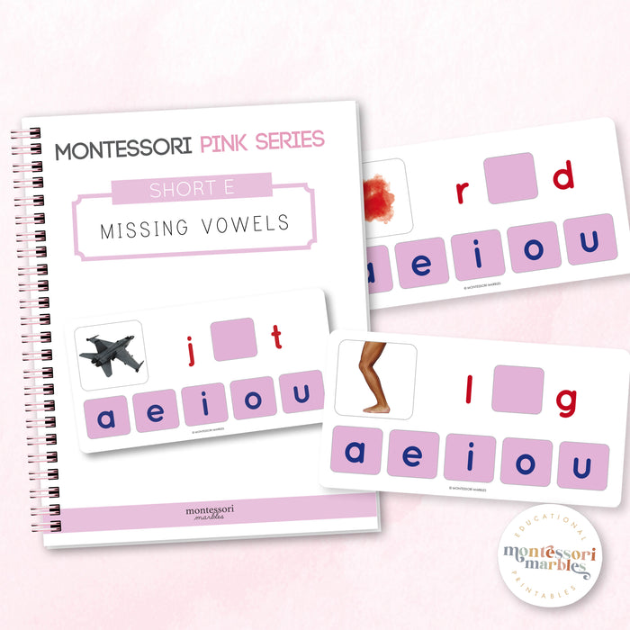 Montessori Pink Series Missing Vowels SHORT E