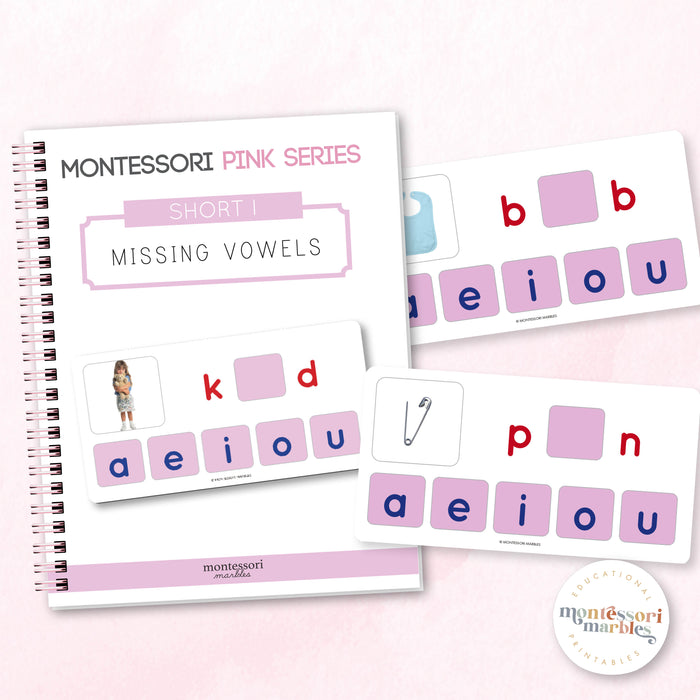 Montessori Pink Series Missing Vowels SHORT I