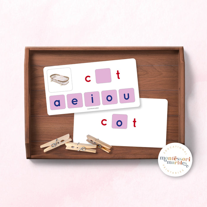 Montessori Pink Series Missing Vowels SHORT O