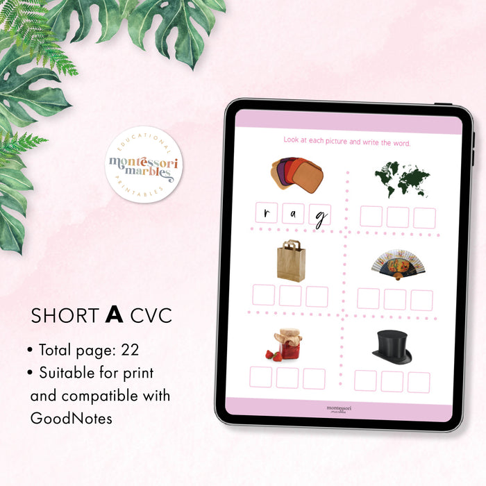 Montessori Pink Series Workbook Short A