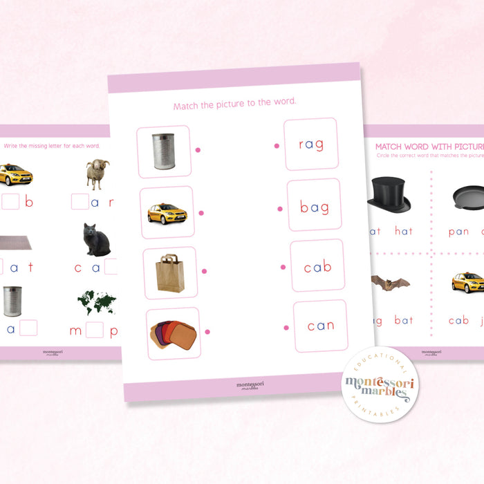 Montessori Pink Series Workbook Short A