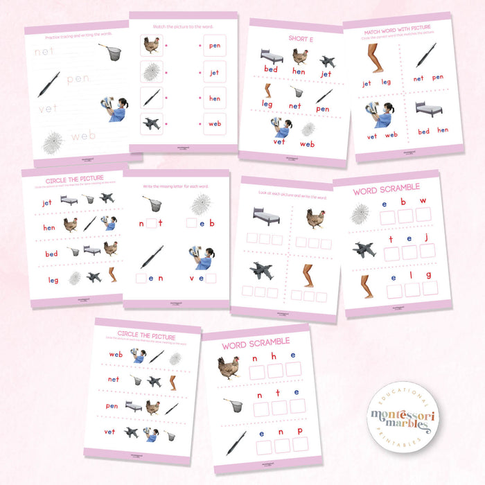 Montessori Pink Series Workbook Short E