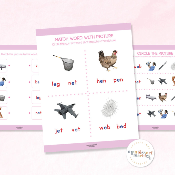 Montessori Pink Series Workbook Short E