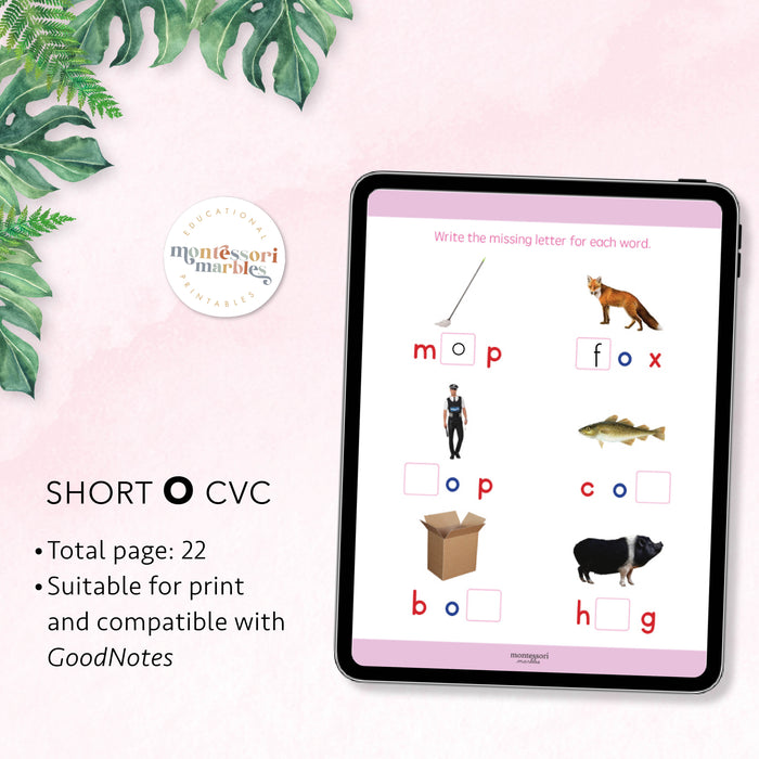 Montessori Pink Series Workbook Short O