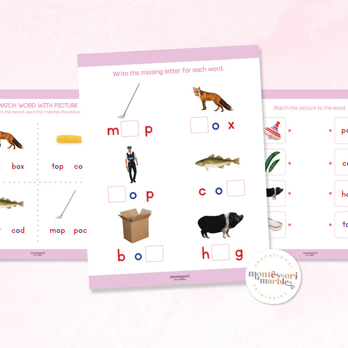 Montessori Pink Series Workbook Short O