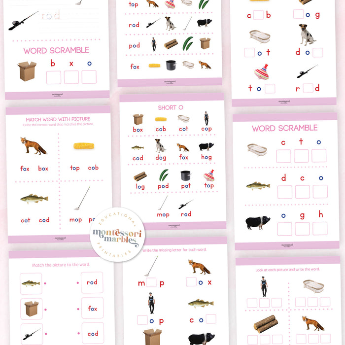 Montessori Pink Series Workbook Short O
