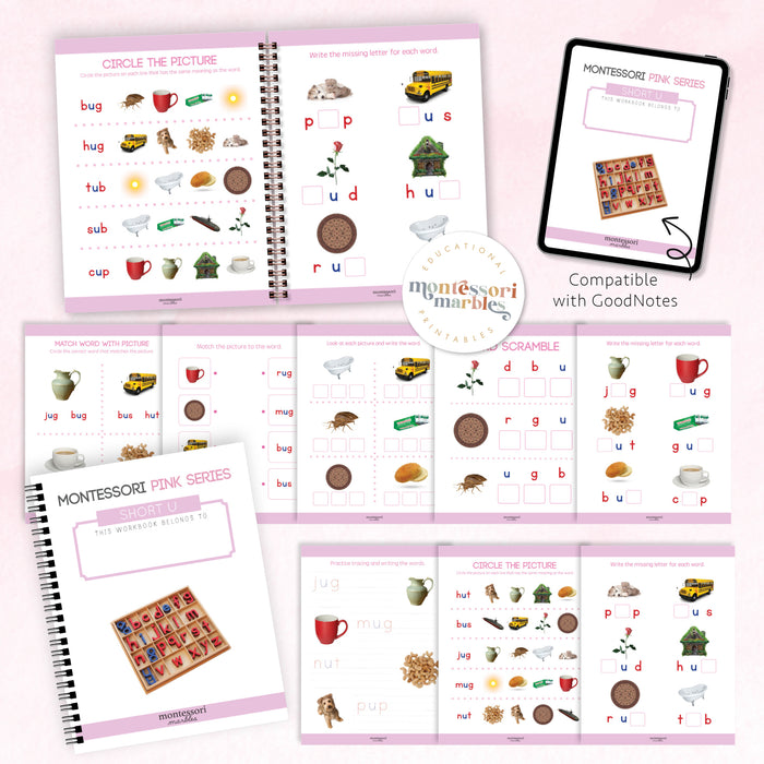 Montessori Pink Series Workbook Short U