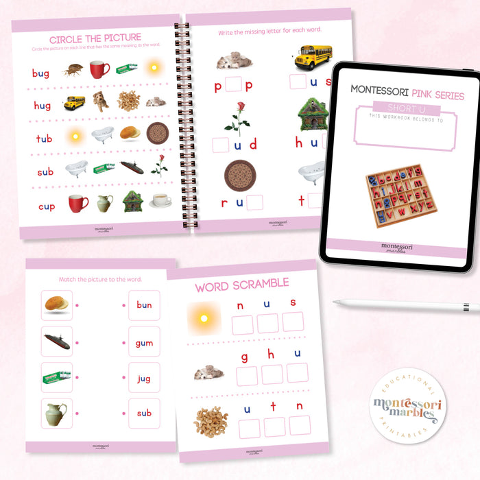 Montessori Pink Series Workbook Short U