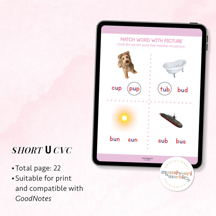 Montessori Pink Series Workbook Short U