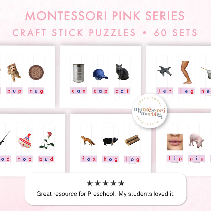 Montessori Pink Series CVC Puzzles