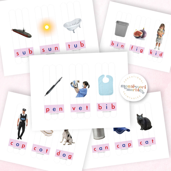 Montessori Pink Series CVC Puzzles