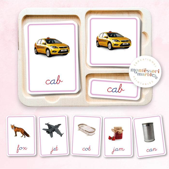 Montessori Pink Series Cursive Nomenclature Cards