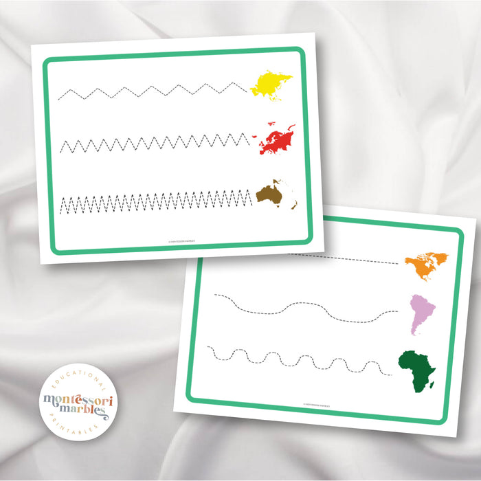 Continents Cursive Tracing Activity