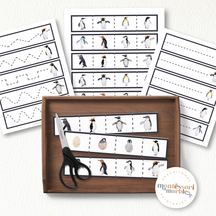 Penguins Cutting Strips