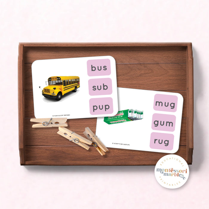 BUNDLE SET Montessori Pink Series | Name the Objects Short Vowels