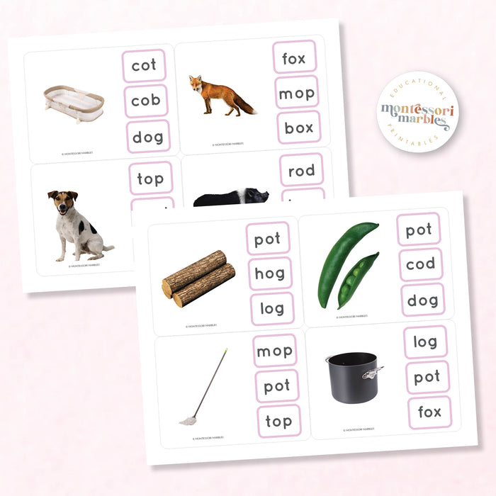 Montessori Pink Series Name the Objects | Short O