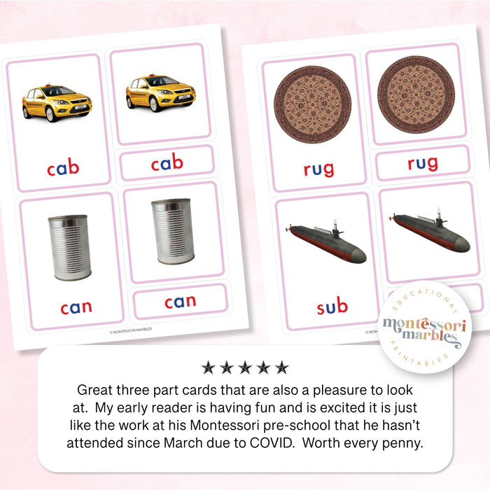 Montessori Pink Series Nomenclature Cards