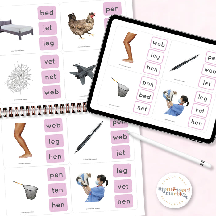 BUNDLE SET Montessori Pink Series | Name the Objects Short Vowels