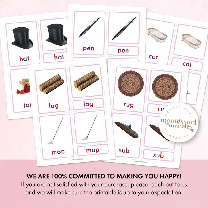 Montessori Pink Series Nomenclature Cards