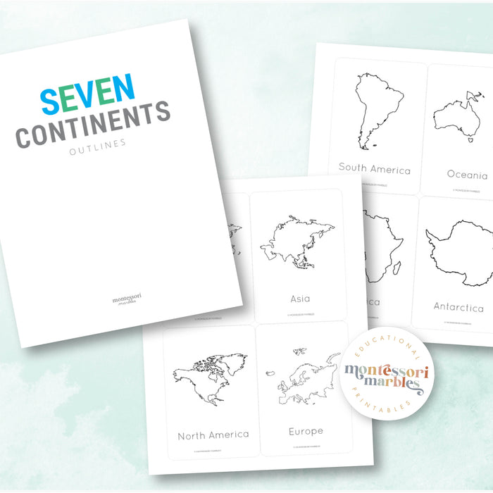Continents Outline Cards