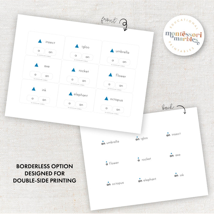 Articles Clip Cards - "a" and "an"