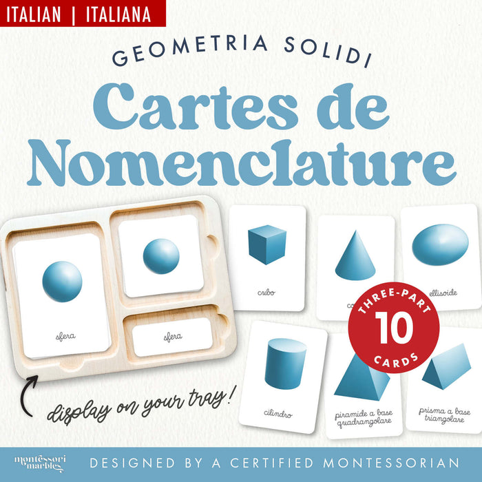 Geometria Solidi | Formes 3D Cartes de Nomenclature (Cursivo)