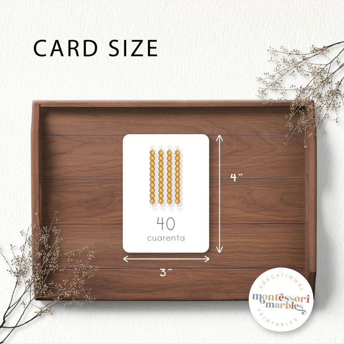 Los Numeros 1 - 100 | Montessori Golden Beads Nomenclature Cards