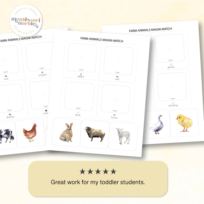 Farm Animals Mini Bundle - 4 Montessori Activities for Ages 3-6