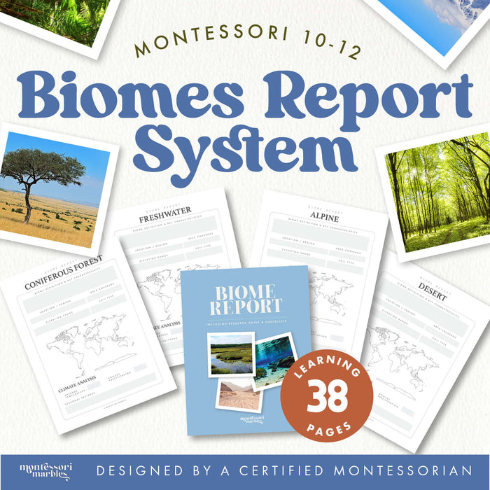 Science Curriculum Montessori | Biome Research Templates | Elementary Homeschool