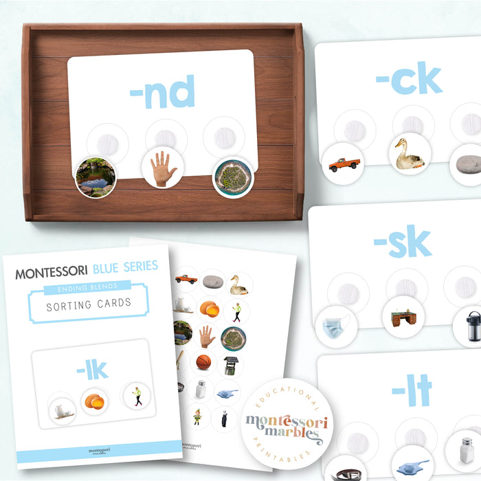 Montessori Blue Series Sorting Cards | Ending Blends
