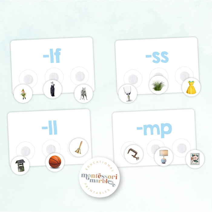 Montessori Blue Series Sorting Cards | Ending Blends