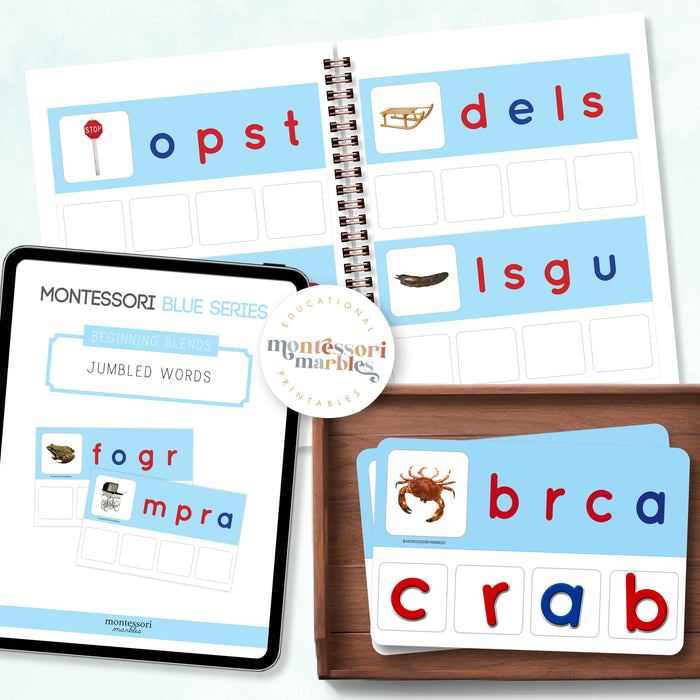 Montessori Blue Series Jumbled Words - Four Letter Words