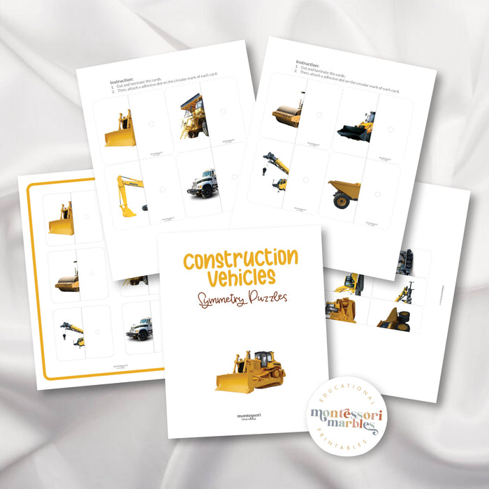 Construction Vehicles Symmetry Puzzles