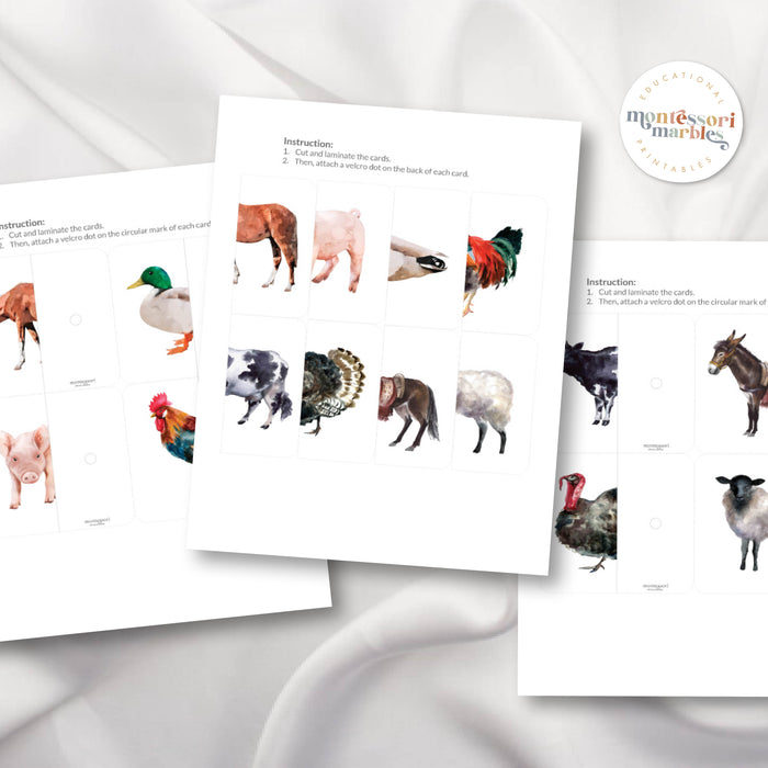 Farm Animals Mini Bundle - 4 Montessori Activities for Ages 3-6