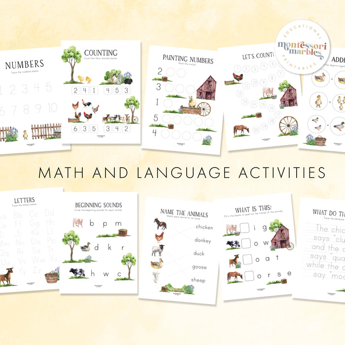 Farm Animals PreK Workbook Bundle