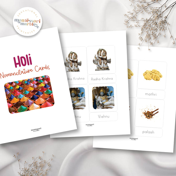 Holi Festival Nomenclature Cards