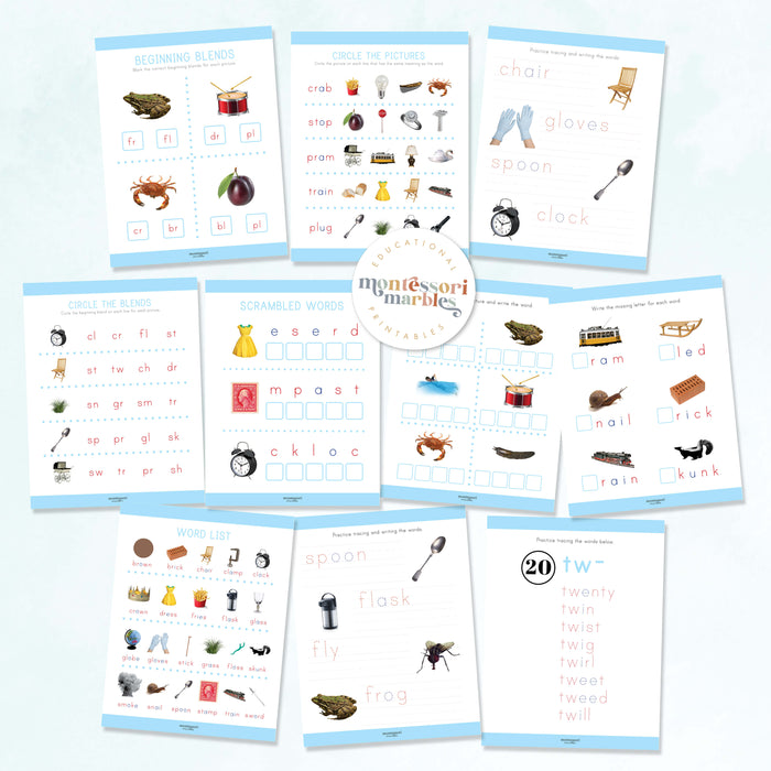 Montessori Blue Series Workbook | Beginning Blends