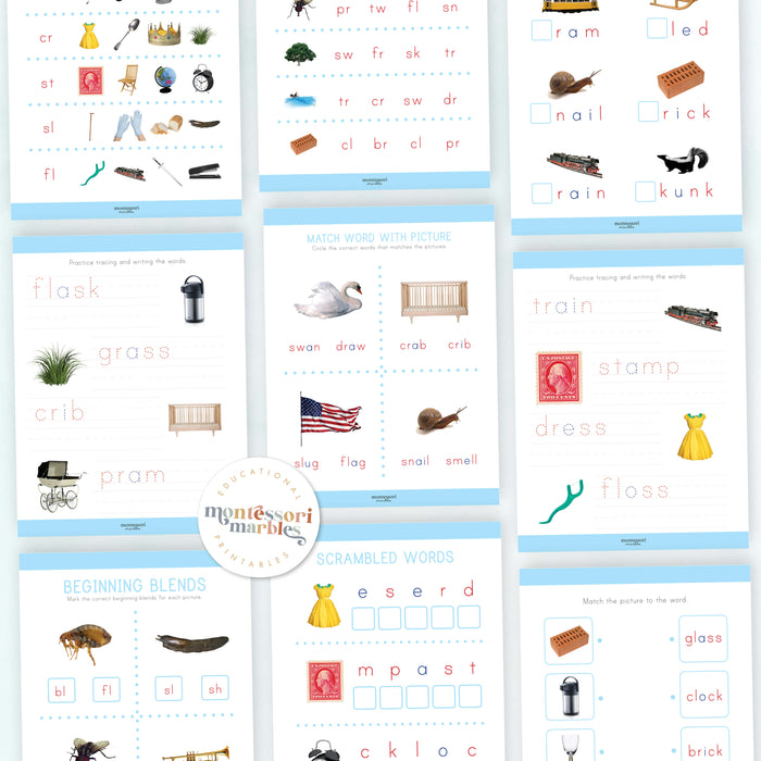 Montessori Blue Series Workbook | Beginning Blends