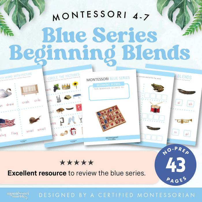 Montessori Blue Series Workbook | Beginning Blends